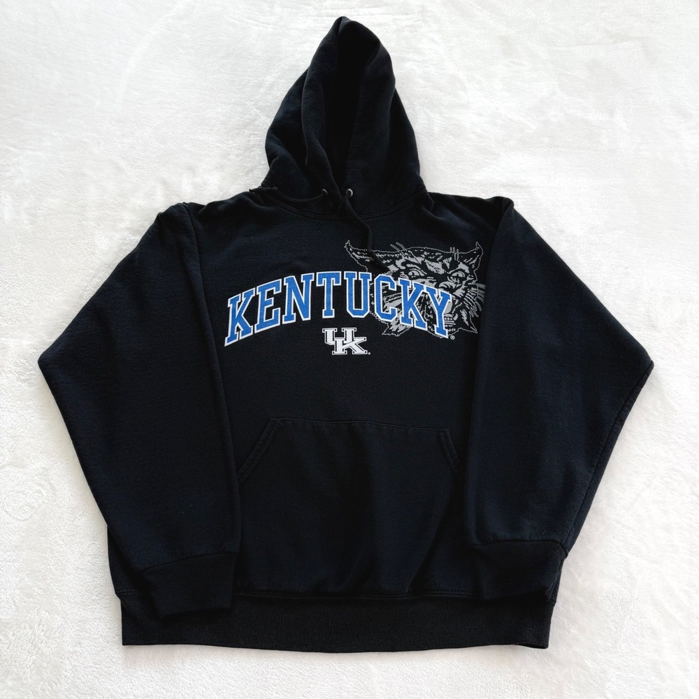 Jerzees Kentucky Wildcats Hoodie Mens Medium Black Graphic NuBlend Pullover